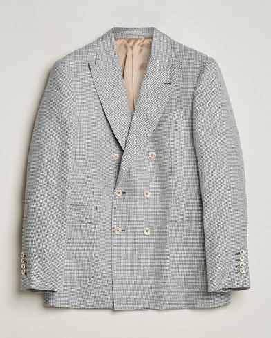  Double Breasted Houndstooth Blazer Light Grey