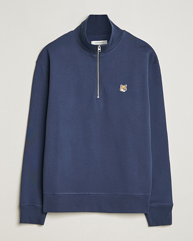 Mies |  | Maison Kitsuné | Fox Head Half Zip Sweatshirt Ink Blue