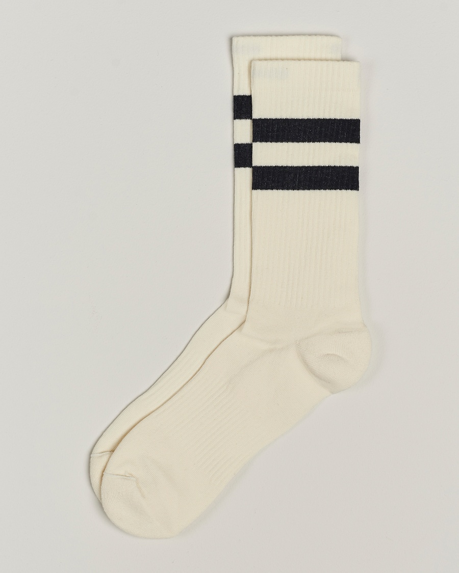 Sweyd Two Stripe Cotton Socks White/Black – Valkoinen