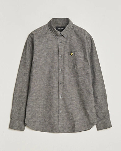  Linen Button Down Shirt Grey Melange