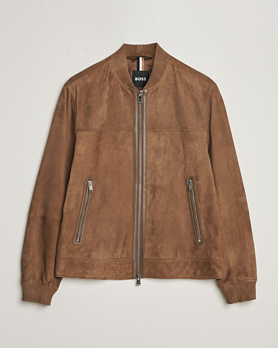 Mies | BOSS BLACK | BOSS BLACK | Malbano Leather Jacket Open Brown