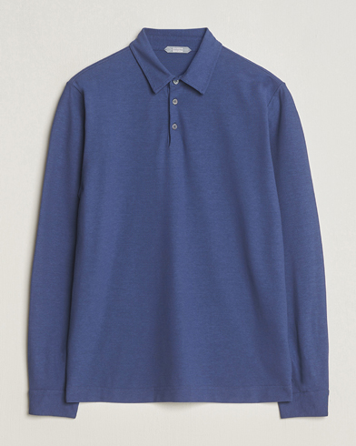 Mies |  | Zanone | Ice Cotton Long Sleeve Polo Steel Blue
