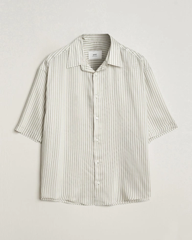 Mies |  | AMI | Boxy Fit Striped Short Sleeve Shirt Chalk/Sage
