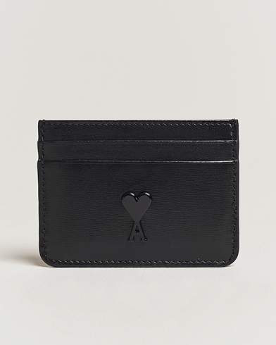 Mies |  | AMI | Tonal Heart Logo Leather Card Holder Black