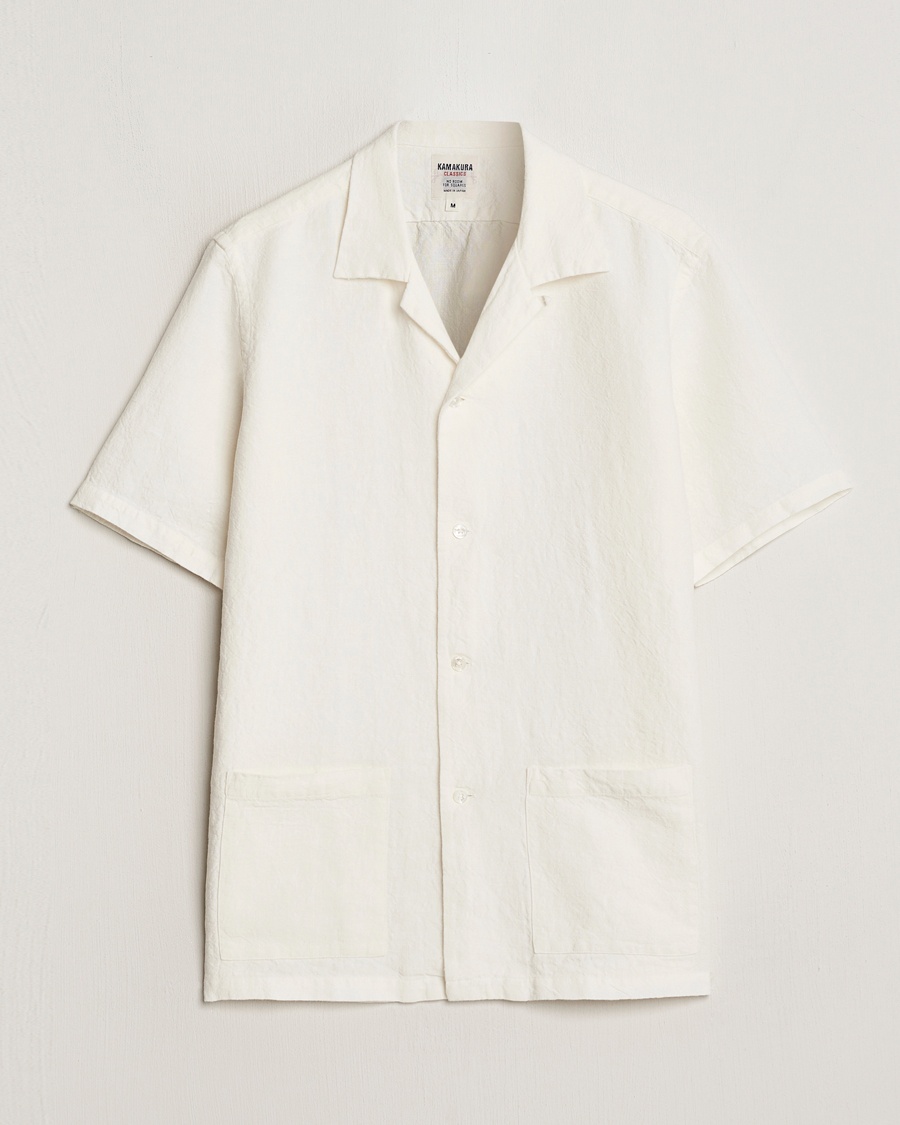 Kamakura Shirts Vintage Ivy Heavy Linen Beach Shirt White – Valkoinen