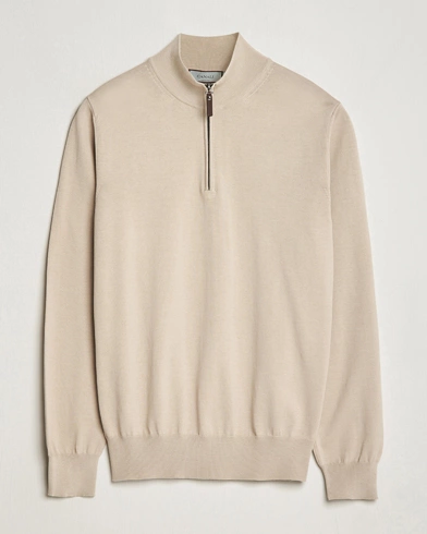 Mies |  | Canali | Cotton Half Zip Sweater Beige