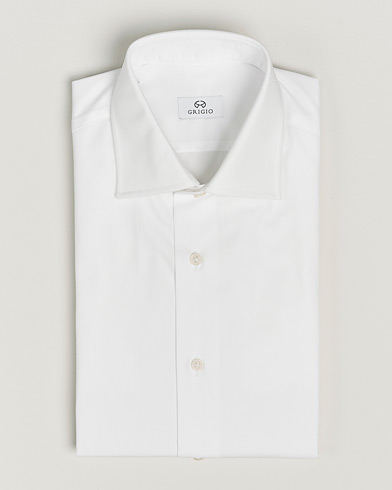Mies | Bisnespaidat | Grigio | Cotton Twill Dress Shirt White