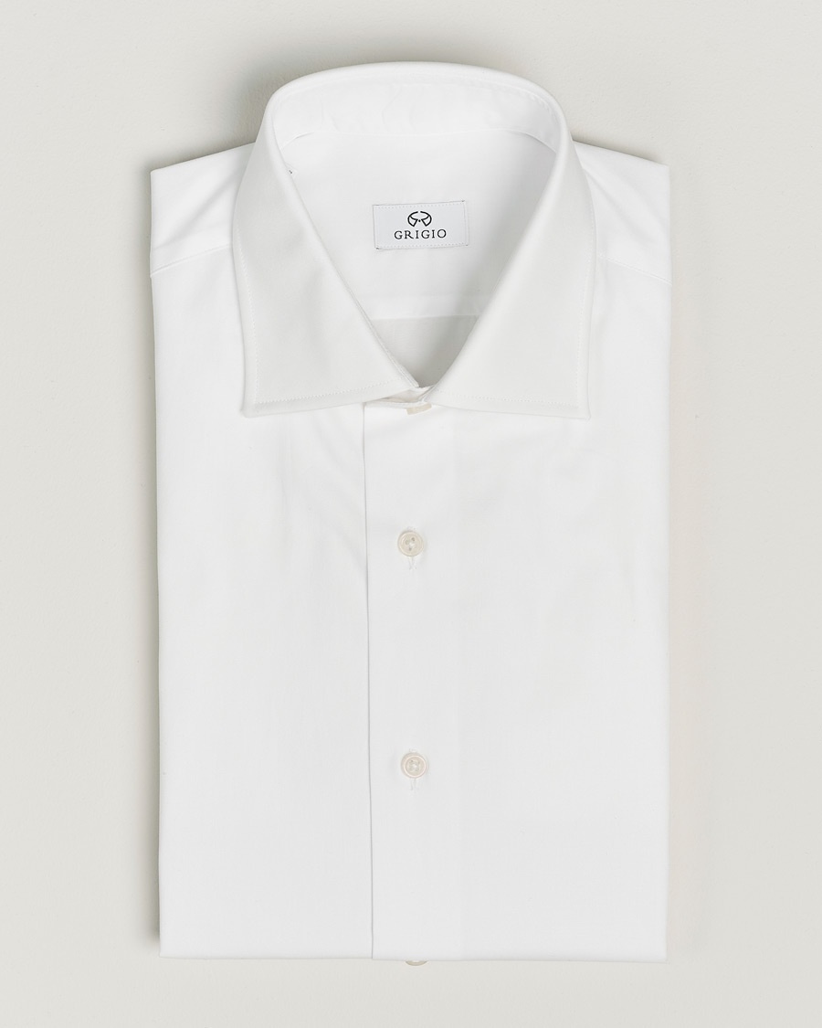 Grigio Cotton Twill Dress Shirt White – Valkoinen