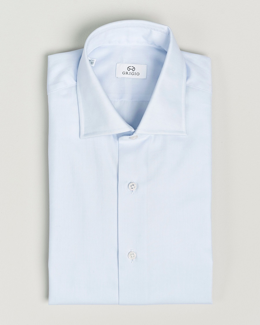 Grigio Cotton Twill Dress Shirt Light Blue – Sininen