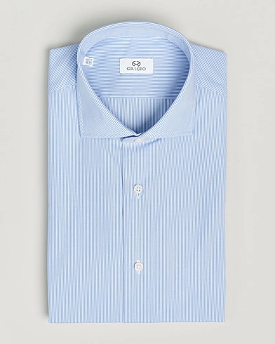 Mies | Bisnespaidat | Grigio | Cotton Poplin Dress Shirt Light Blue Stripe