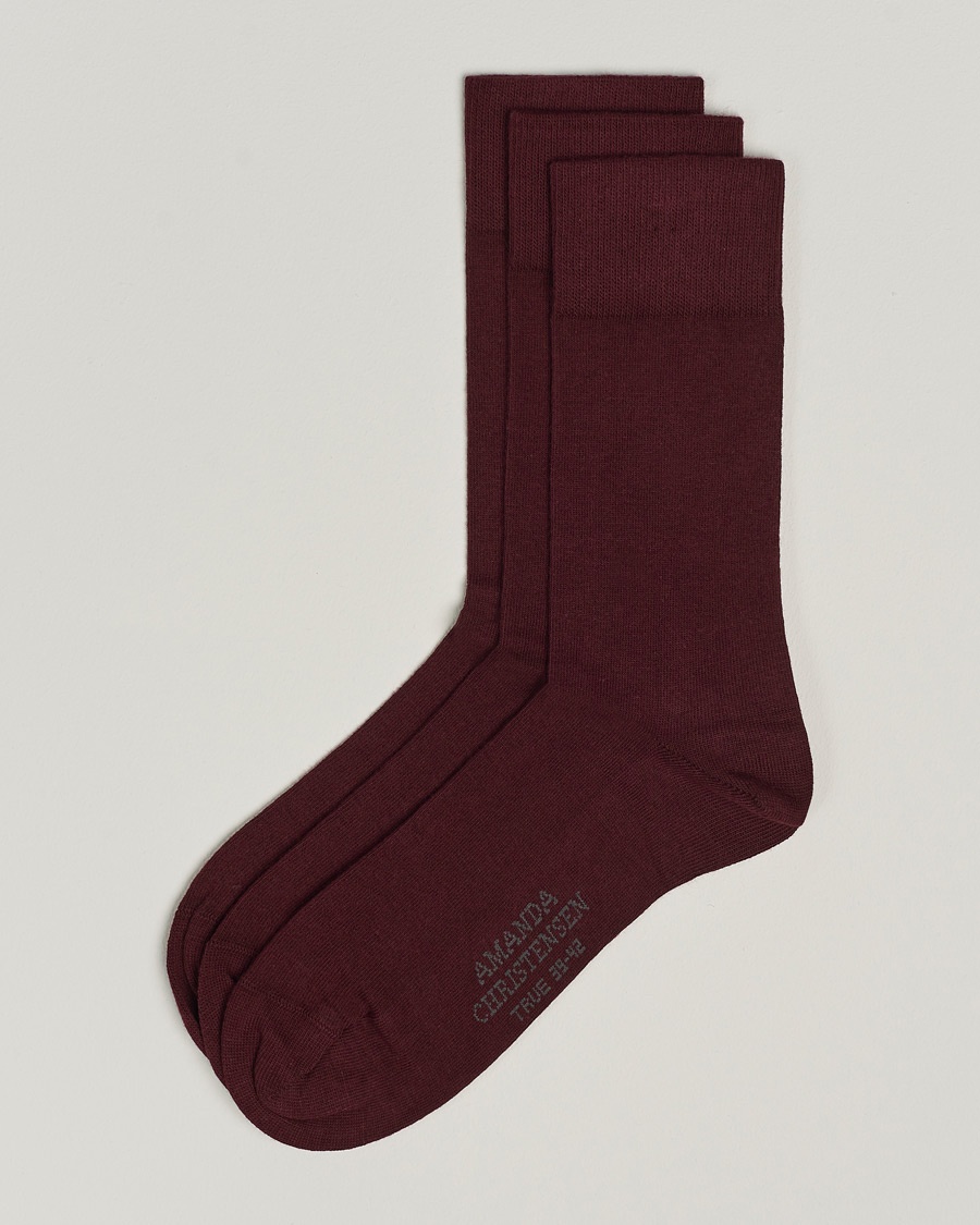 Amanda Christensen 3-Pack True Cotton Socks Bordeaux – Punainen