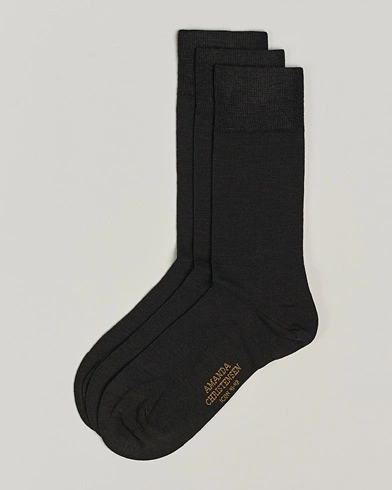 Mies |  | Amanda Christensen | 3-Pack Icon Wool/Cotton Socks Dark Brown