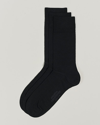 Mies |  | Amanda Christensen | 3-Pack Icon Wool/Cotton Socks Black