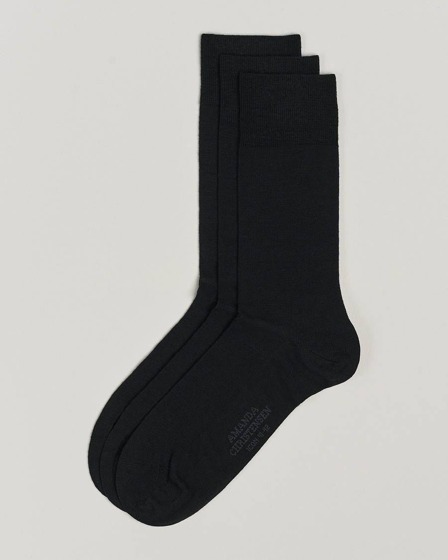 Amanda Christensen 3-Pack Icon Wool/Cotton Socks Black – Musta
