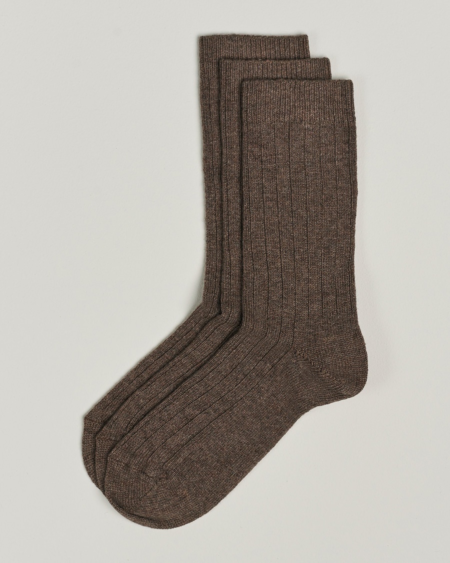 Amanda Christensen 3-Pack Supreme Wool/Cashmere Sock Brown Melange – Ruskea