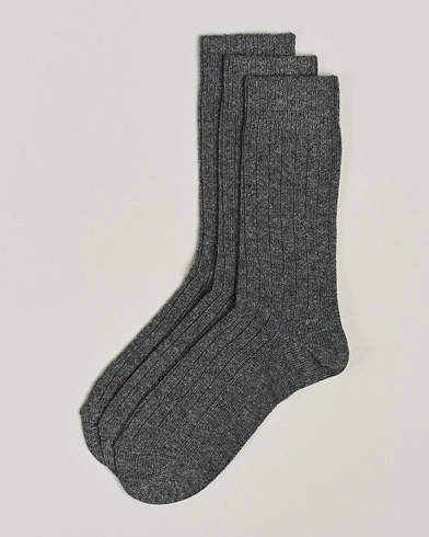 Mies |  | Amanda Christensen | 3-Pack Supreme Wool/Cashmere Sock Grey Melange