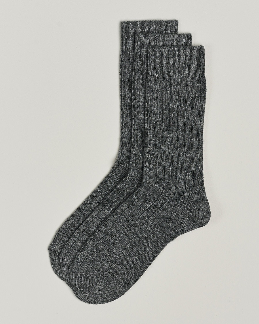 Amanda Christensen 3-Pack Supreme Wool/Cashmere Sock Grey Melange – Harmaa