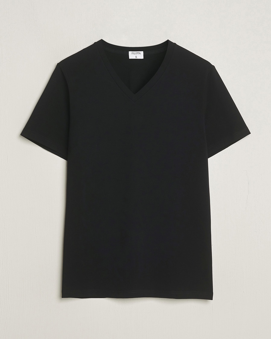 Filippa K Organic Cotton V-Neck T-Shirt Black – Musta