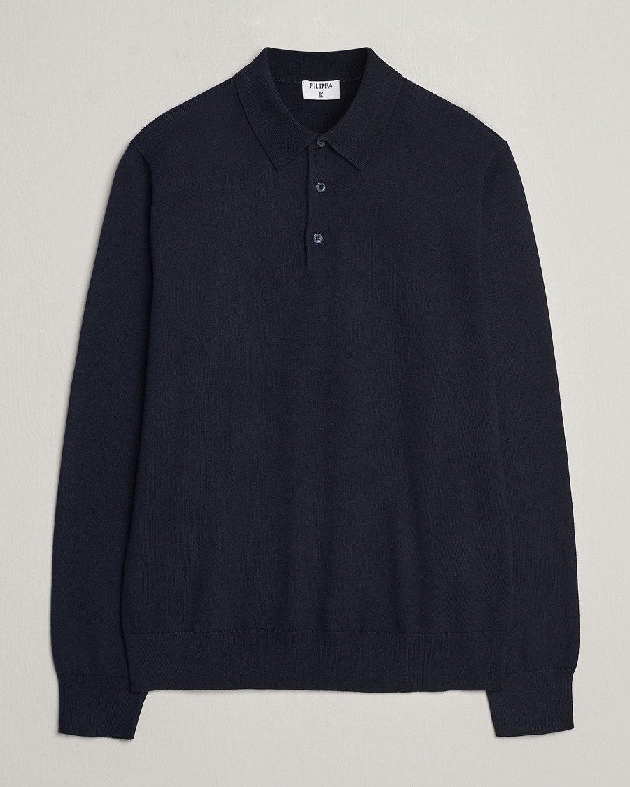 Filippa K Knitted Polo Shirt Navy – Sininen