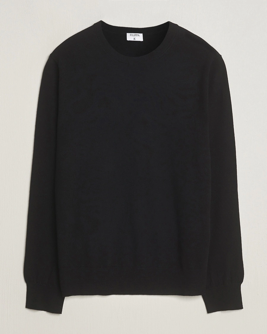 Filippa K Merino Round Neck Sweater Black – Musta