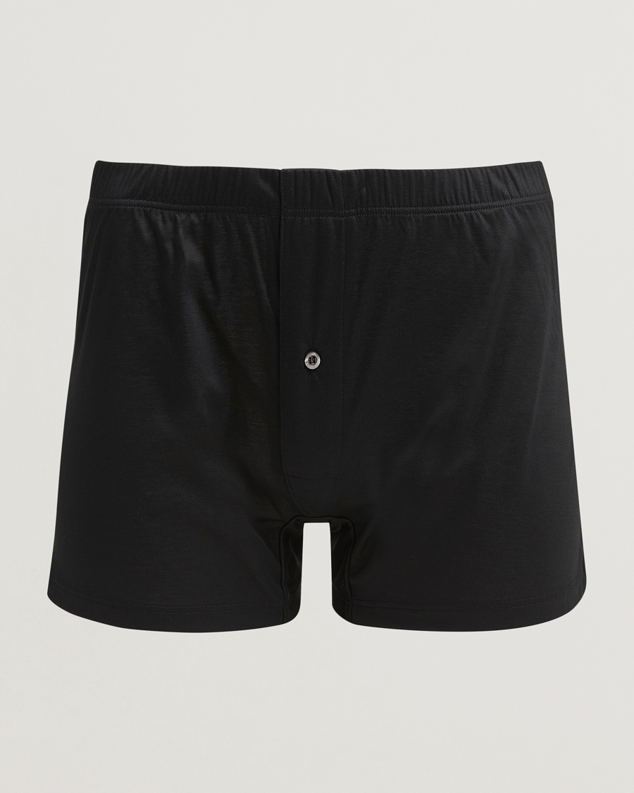 Zimmerli of Switzerland Sea island Cotton Boxer Shorts Black – Musta