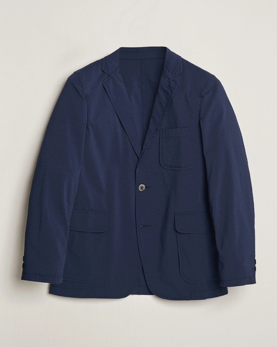 BEAMS PLUS Seersucker Blazer Navy – Sininen