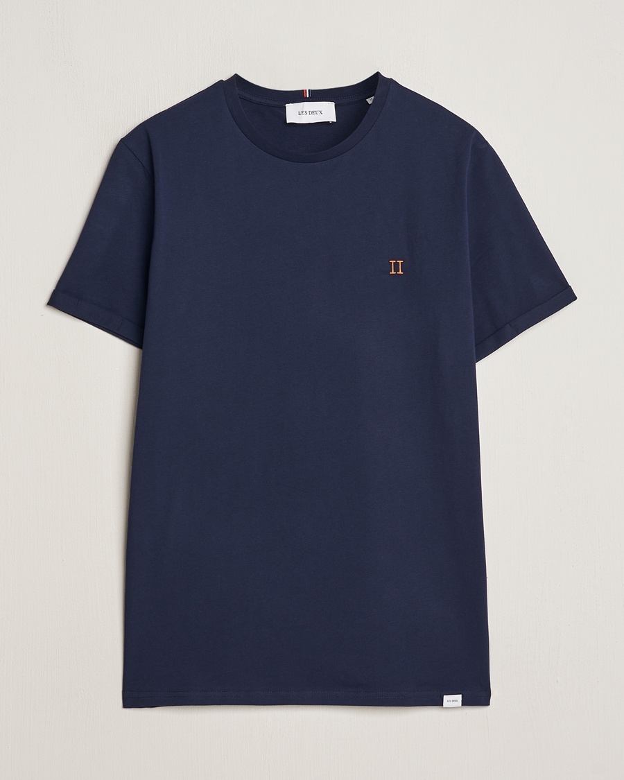 LES DEUX Nørregaard Cotton T-Shirt Navy – Harmaa