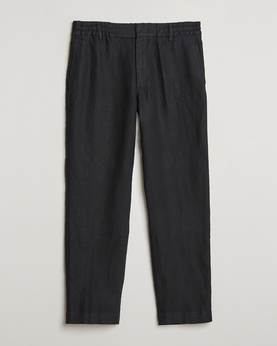 NN07 Billie Linen Drawstring Trousers Black – Musta
