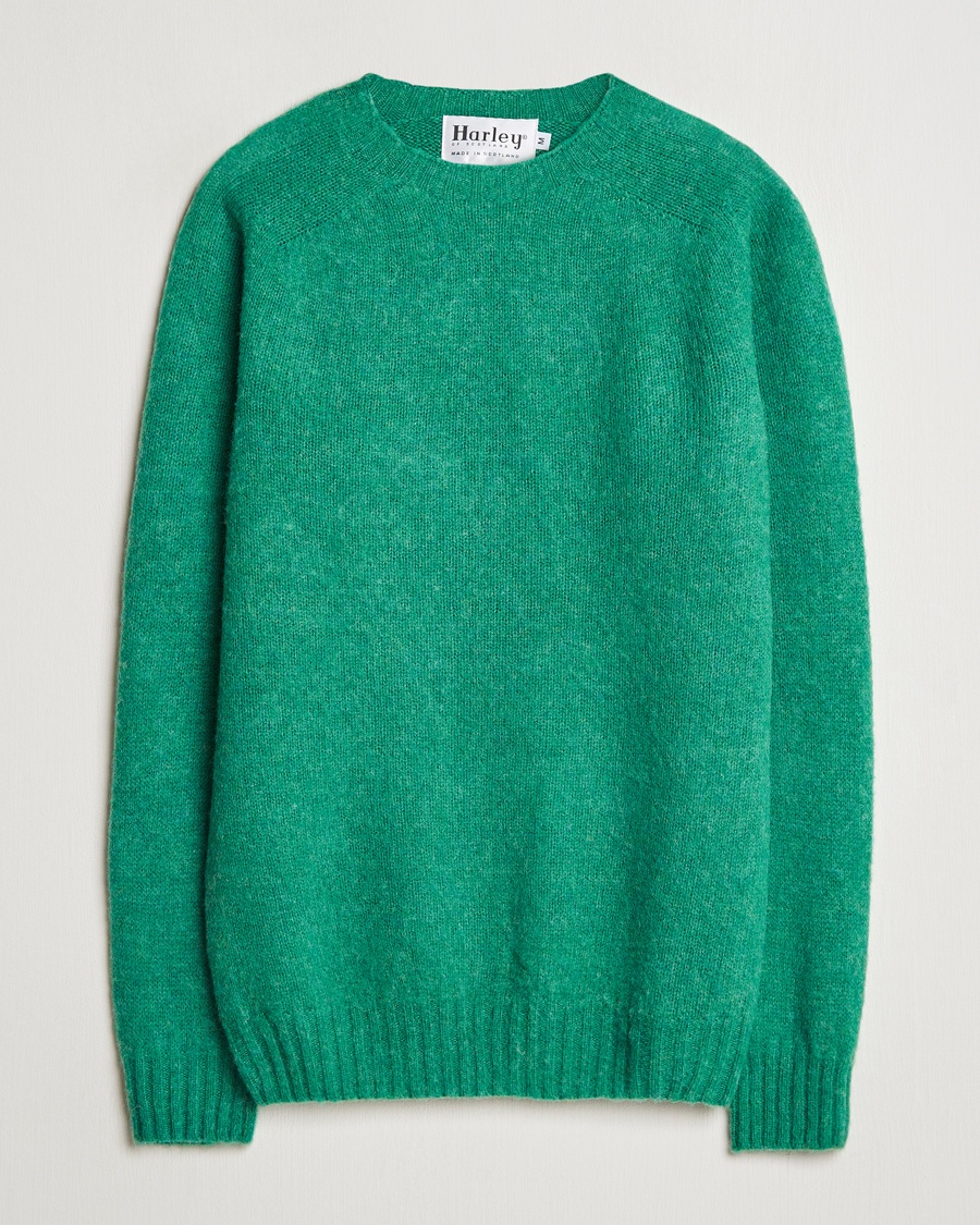 Harley Of Scotland Brushed Supersoft Lambswool Crewneck Pixie – Vihreä