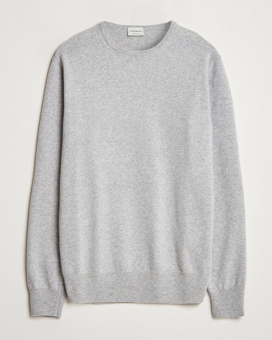 Morgano Wool/Cashmere Crewneck Mid Grey – Harmaa