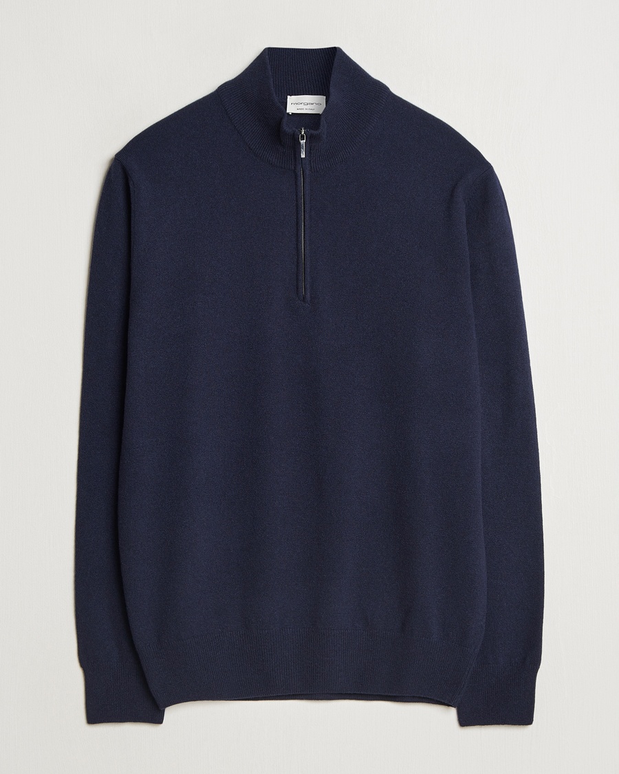 Morgano Wool/Cashmere Half-Zip Navy – Sininen