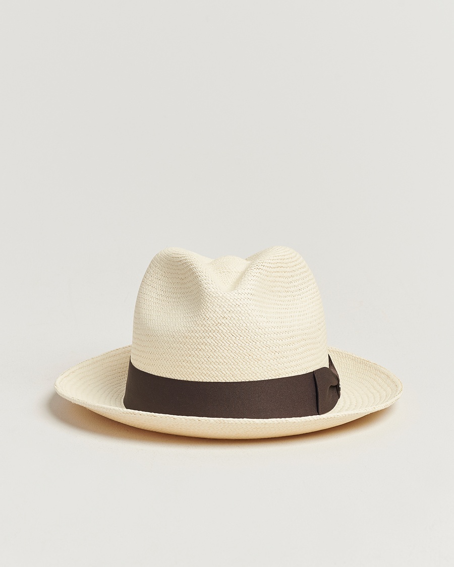 Wigéns Trilby Panama Hat White/Dark Brown – Valkoinen