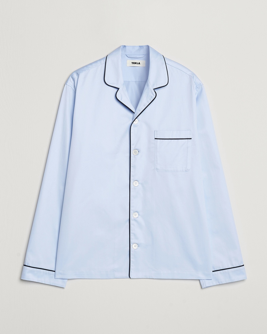 Tekla Sateen Pyjama Shirt Bellhop Blue – Sininen