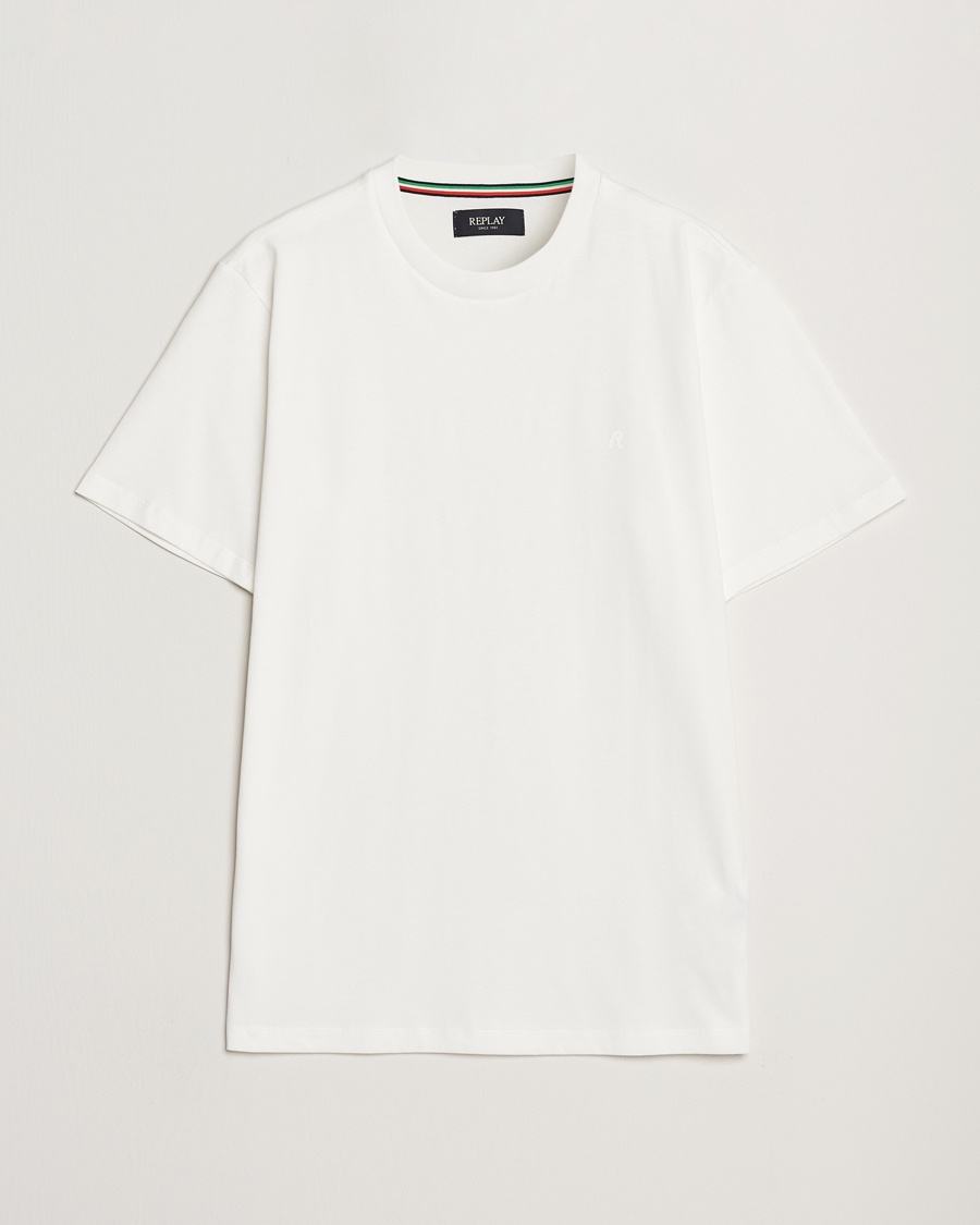 Replay Tonal Logo Crew Neck T-Shirt Off White – Valkoinen