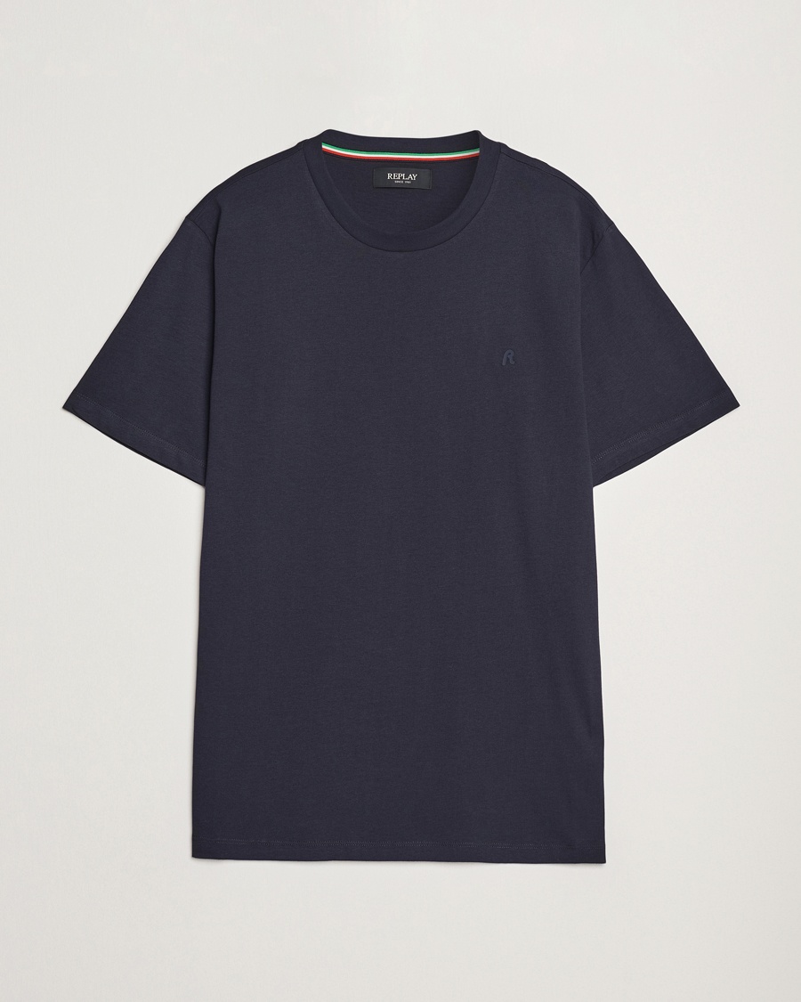 Replay Tonal Logo Crew Neck T-Shirt Navy – Sininen