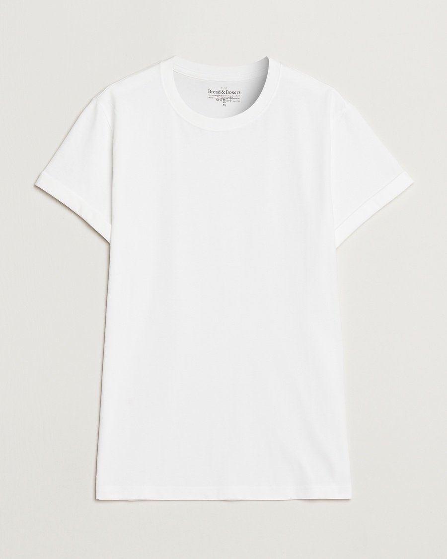 Bread & Boxers Roll-Up Crew Neck T-Shirt White – Valkoinen