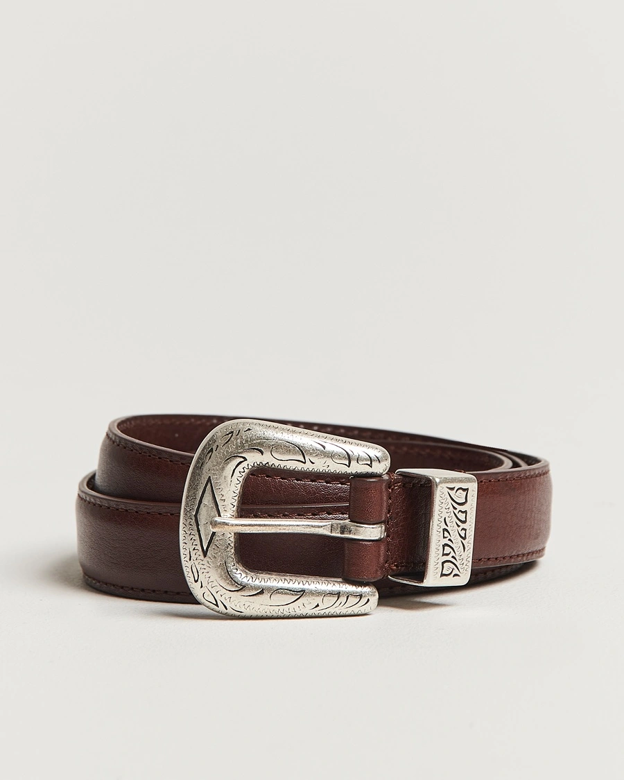 Anderson's Grained Western Leather Belt 2,5 cm Brown – Ruskea