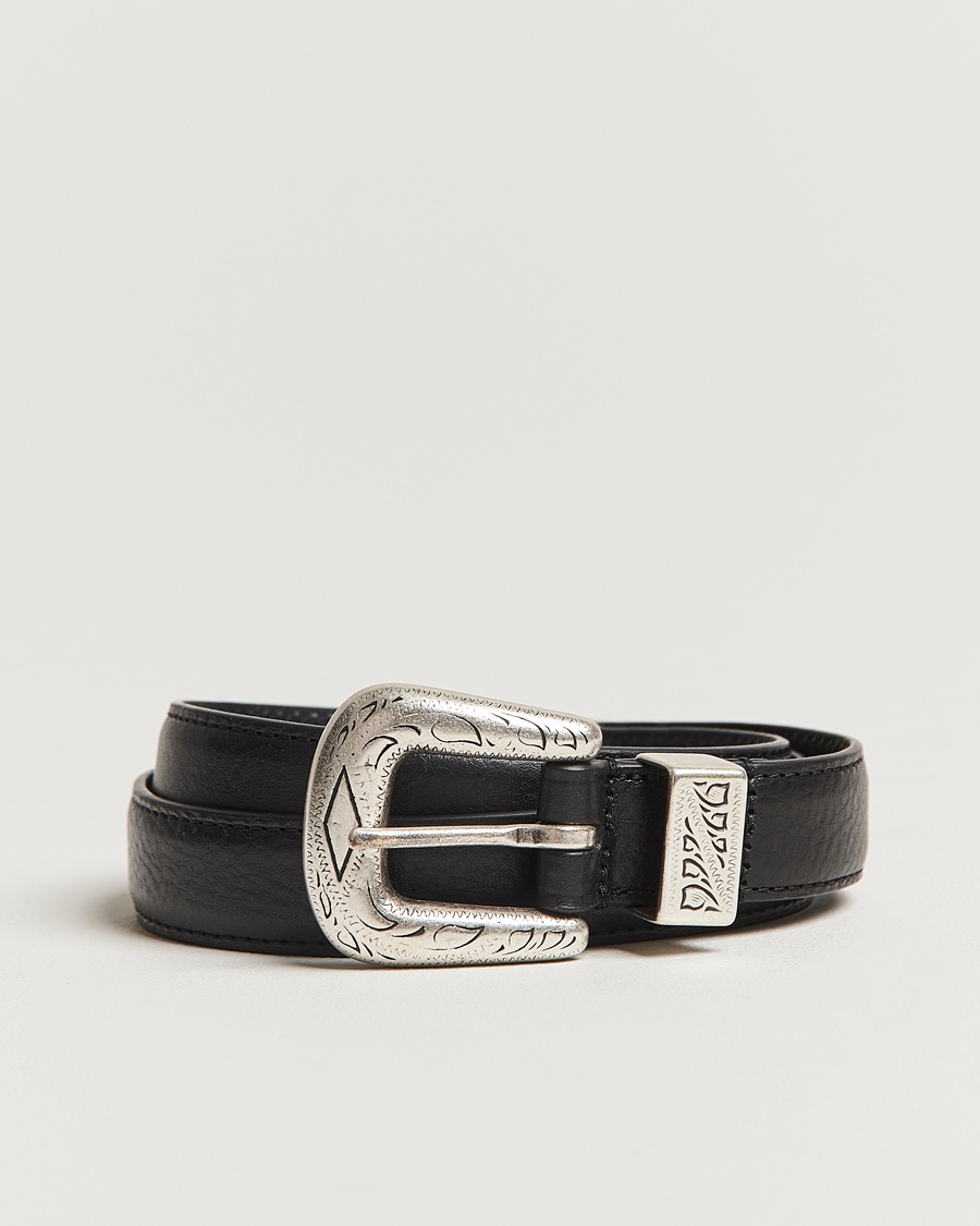 Anderson's Grained Western Leather Belt 2,5 cm Black – Musta
