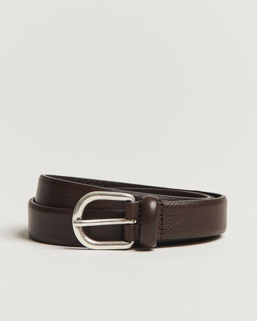 Anderson's Grained Leather Belt 2,5 cm Dark Brown – Ruskea