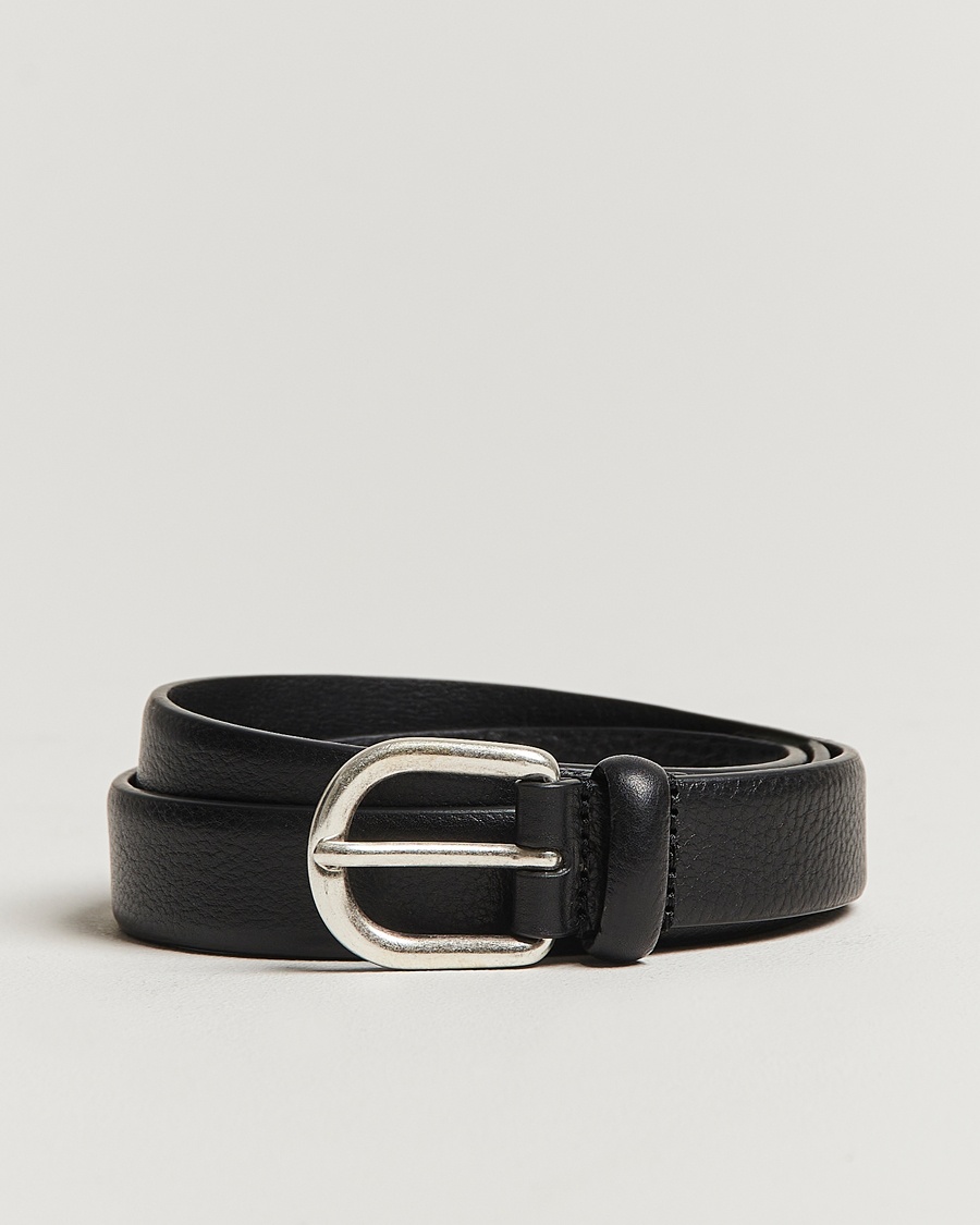 Anderson's Grained Leather Belt 2,5 cm Black – Musta