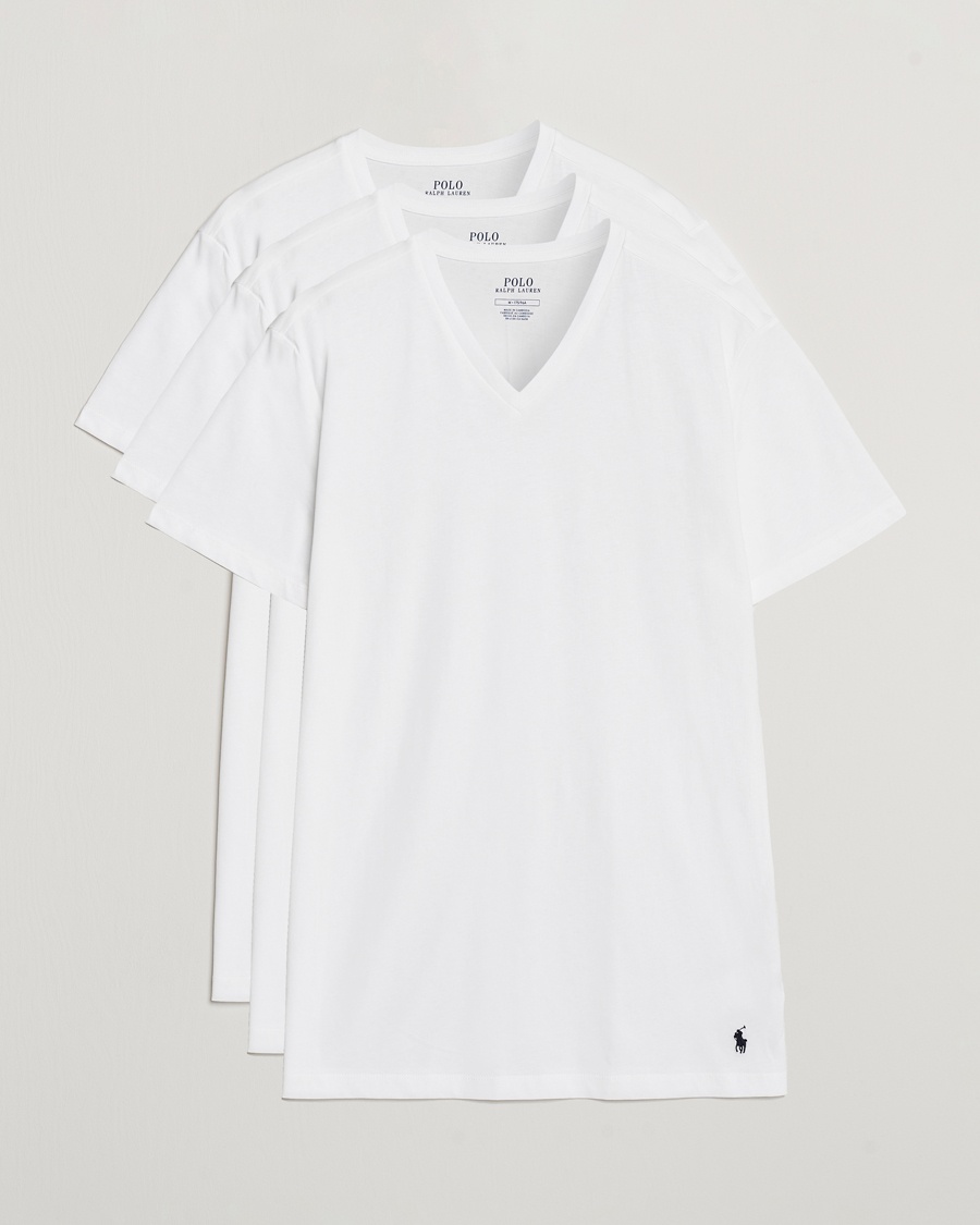 Polo Ralph Lauren 3-Pack V Neck T-Shirt White – Valkoinen