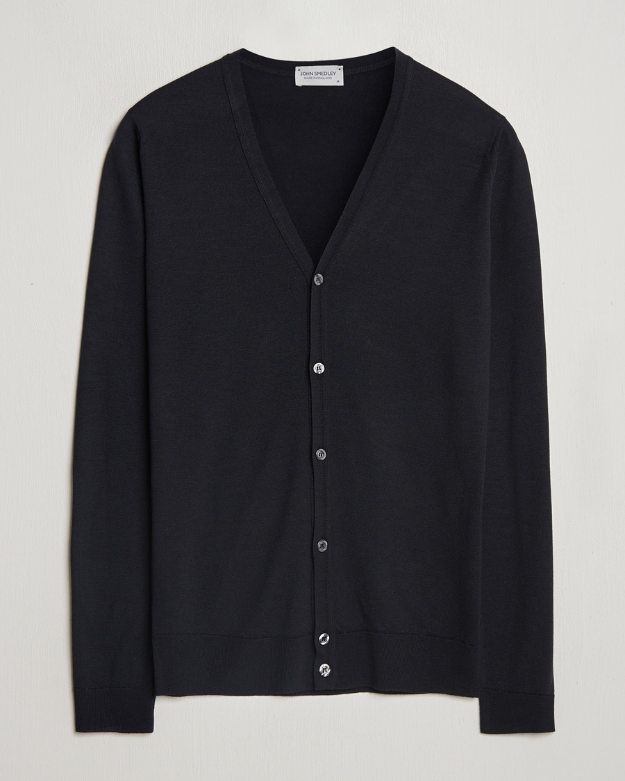 John Smedley Petworth Extra Fine Merino Cardigan Black – Musta