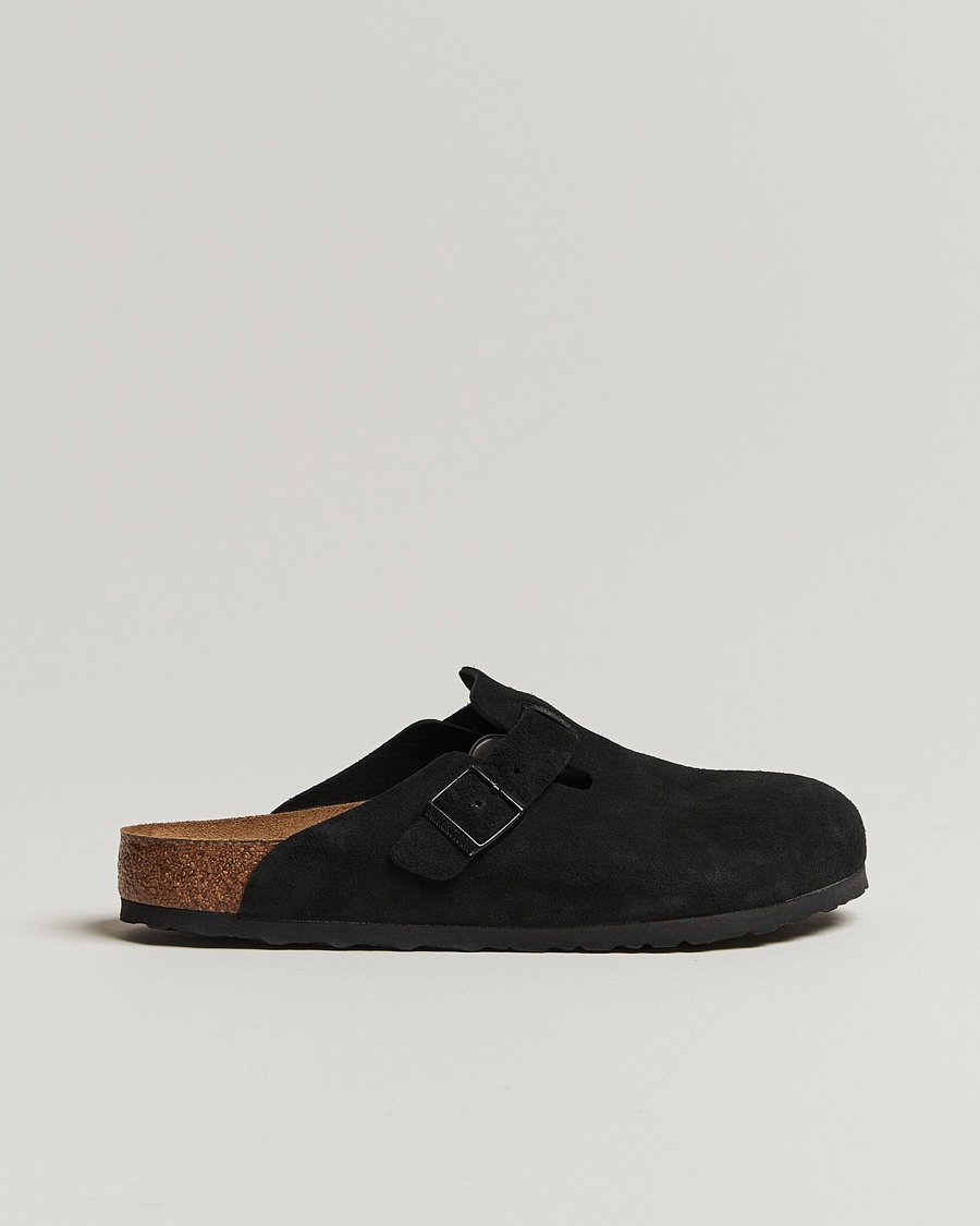 BIRKENSTOCK Boston Soft Footbed Black Suede – Musta