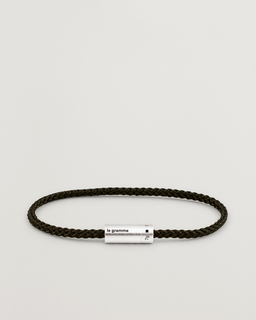 LE GRAMME Nato Cable Brushed Bracelet Khaki/Sterling Silver – Ruskea