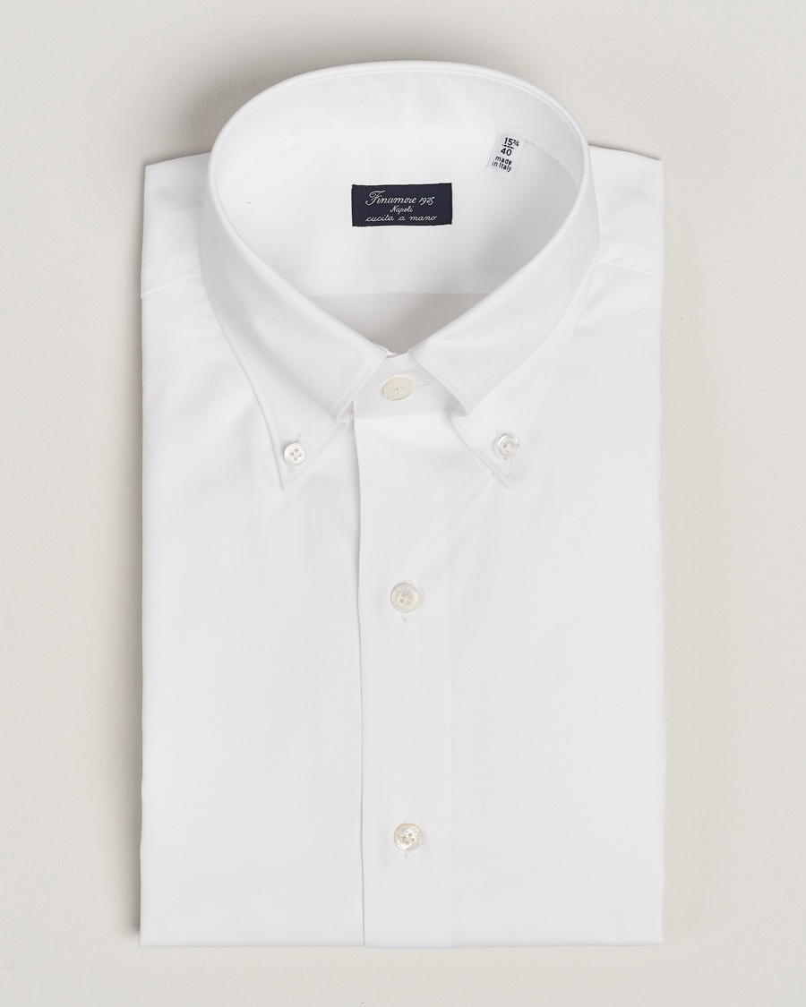 Finamore Napoli Milano Slim Oxford Button Down Shirt White – Valkoinen