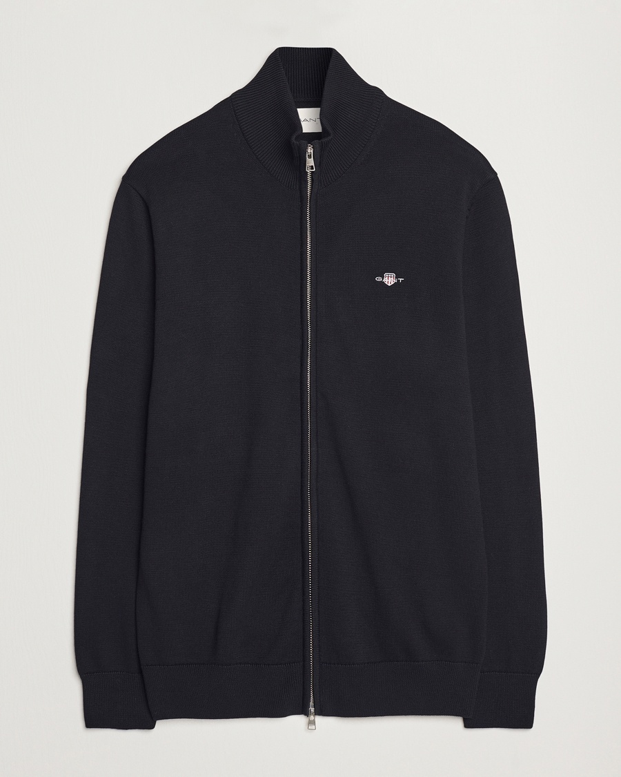 Gant Cotton Full Zip Cardigan Black – Musta