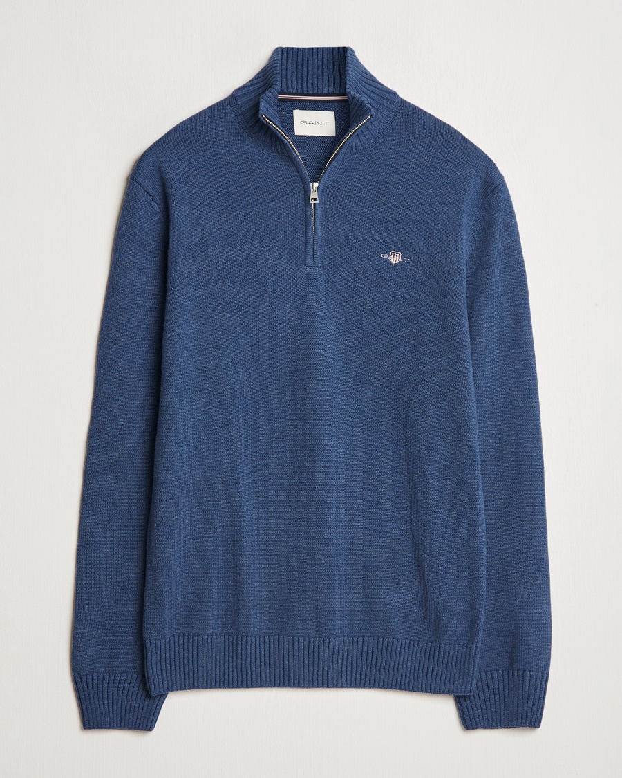 Gant Casual Cotton Half Zip Dark Jeans Blue Melange – Sininen