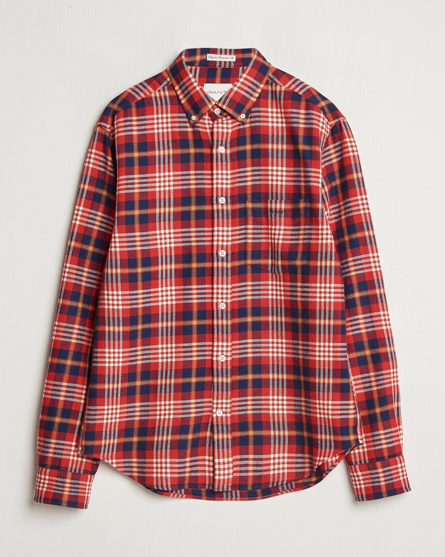 Gant Regular Flannel Plaid Shirt Ruby Red – Punainen