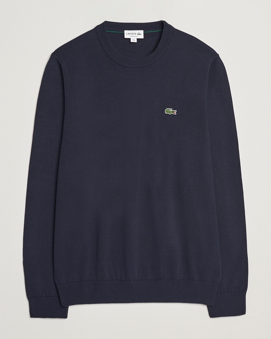 Lacoste Cotton Knitted Sweater Navy Blue – Sininen
