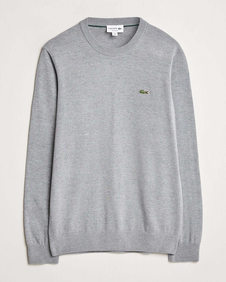 Lacoste Cotton Knitted Sweater Silver Chine – Harmaa
